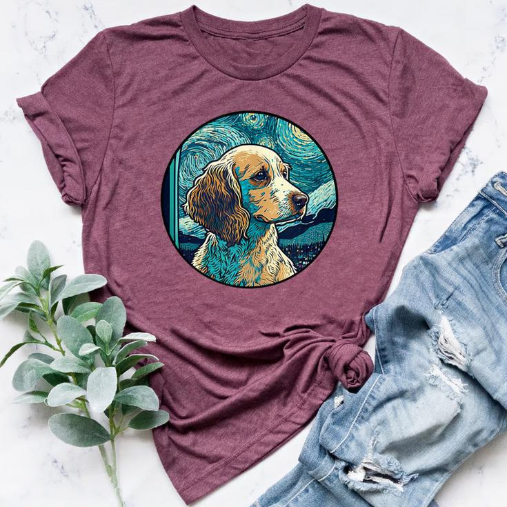 Cavador Starry Night Painting Dog Mom Dad Bella Canvas T-shirt