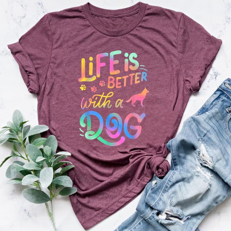 Corman Shepherd Life Is Better With My Dog Mom Dad Bella Canvas T-shirt