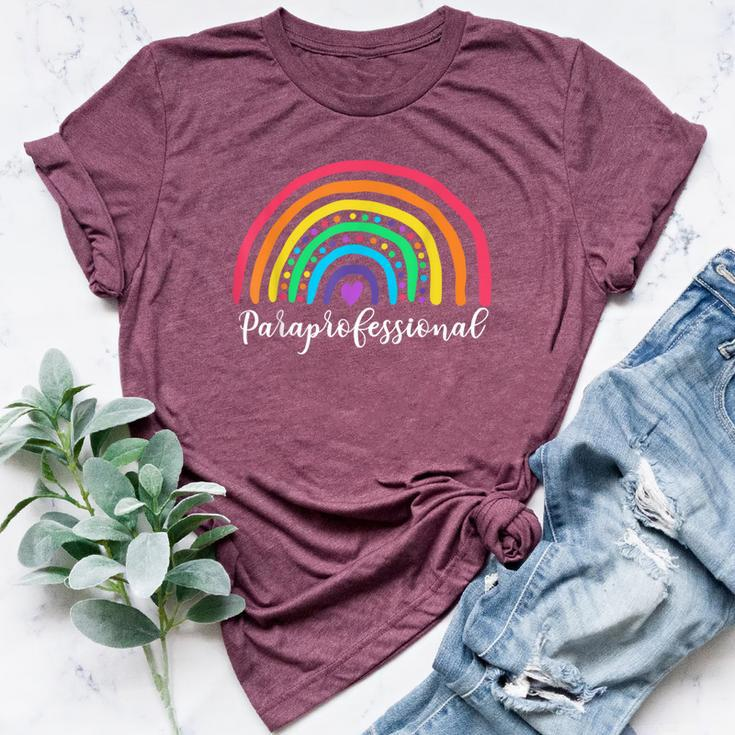 Cute Rainbow Paraprofessional Teacher Back To School Bella Canvas T-shirt