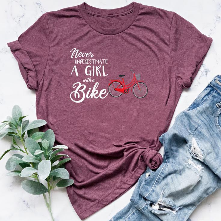 Cycling Girl Never Underestimate A Girl With A Bike Bella Canvas T-shirt