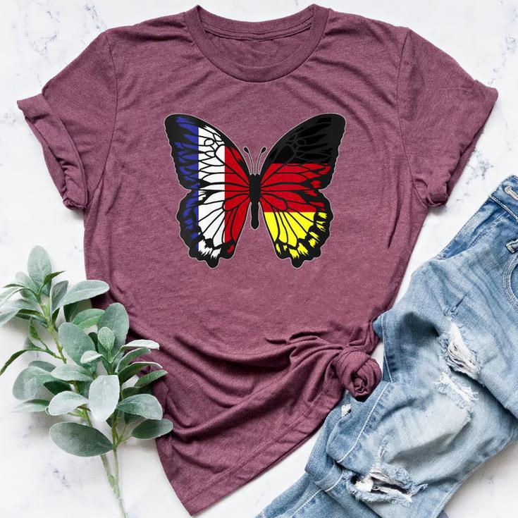 France And Germany Mix Butterfly Half German Half French Bella Canvas T-shirt
