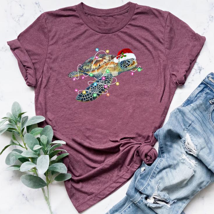 Santa Hat Sea Turtle Christmas Lights Family Matching Bella Canvas T-shirt