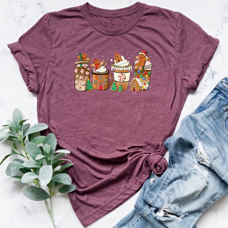 Gingerbread Cookie Christmas Coffee Cups Latte Drink Outfit Bella Canvas T-shirt