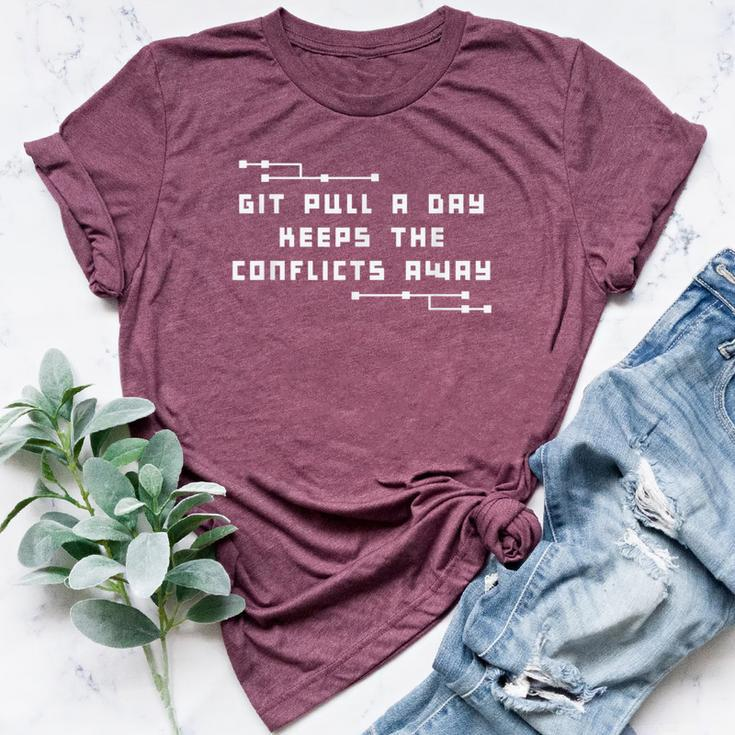 Git Pull Conflicts Developer Quote Women Bella Canvas T-shirt