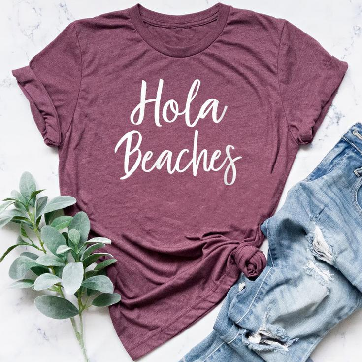 Hola Beaches Summer Vacation Outfit Beach Bella Canvas T-shirt