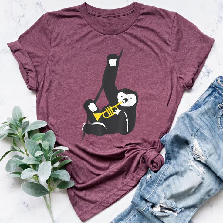Jazz Sloth Trumpet Musician Cute Animal Playing Bella Canvas T-shirt