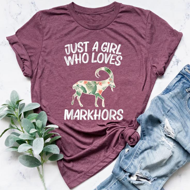 Just A Girl Who Loves Markhors For Goat Kid Ibex Bella Canvas T-shirt