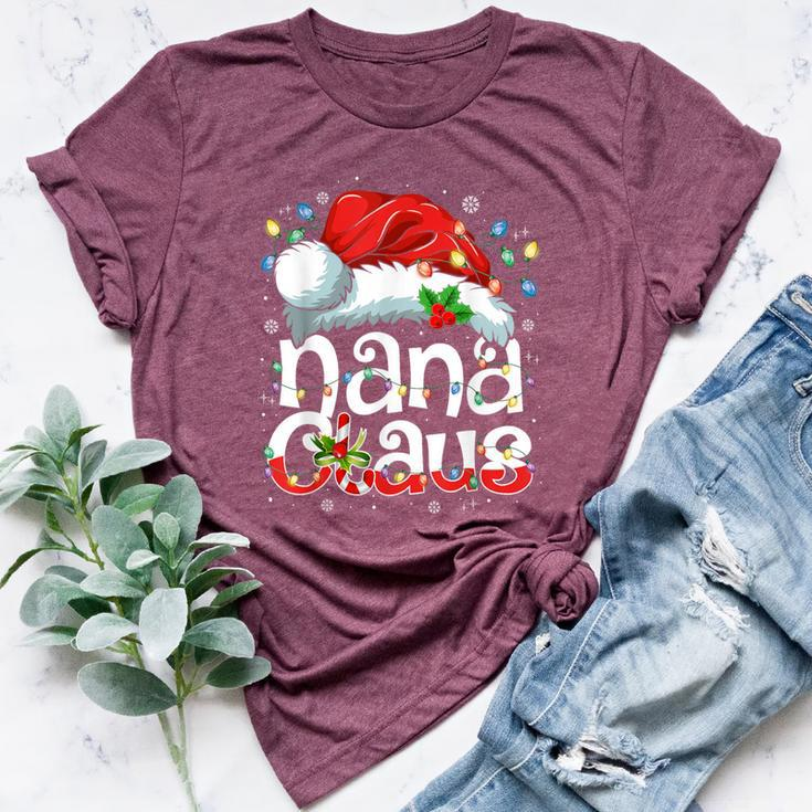 Nana Claus Christmas Lights Santa Hat Pajama Family Matching Bella Canvas T-shirt