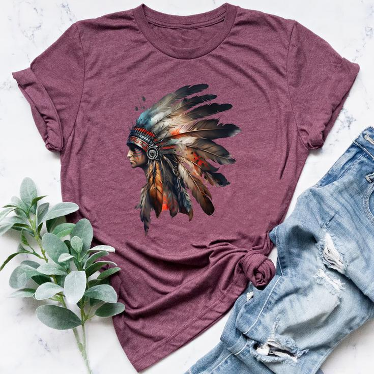 Native American Indian Headpiece Feathers For And Women Bella Canvas T-shirt