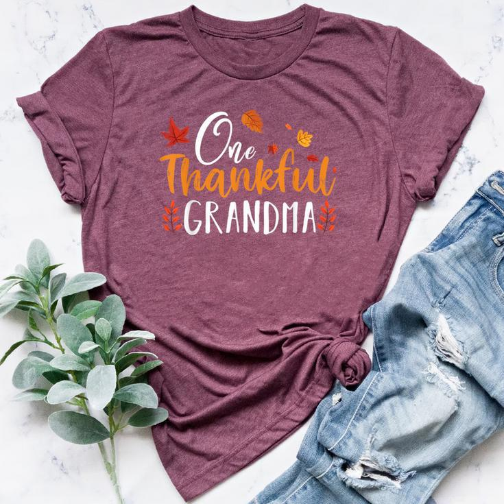 One Thankful Grandma Thanksgiving Clothes Family Matching Bella Canvas T-shirt
