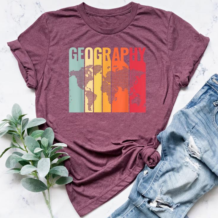 Retro Geography Teacher Cartography Geographer World Map Bella Canvas T-shirt