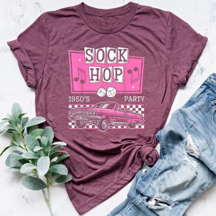 Retro Hop Sock 50S Rock Roll Party Pink Classic Girls Theme Bella Canvas T-shirt
