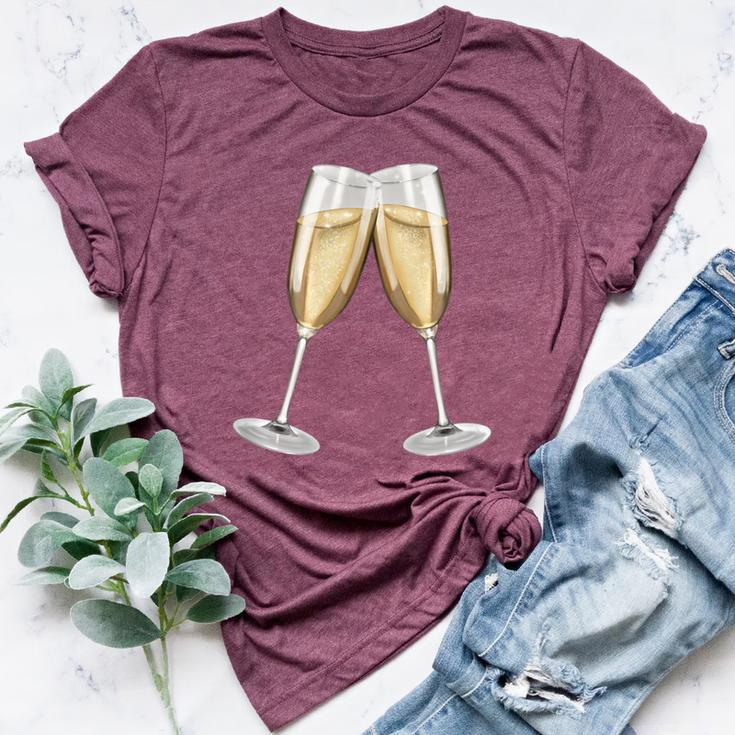 Sparkling Wine Champagne Glasses Toast D010-0645B Bella Canvas T-shirt