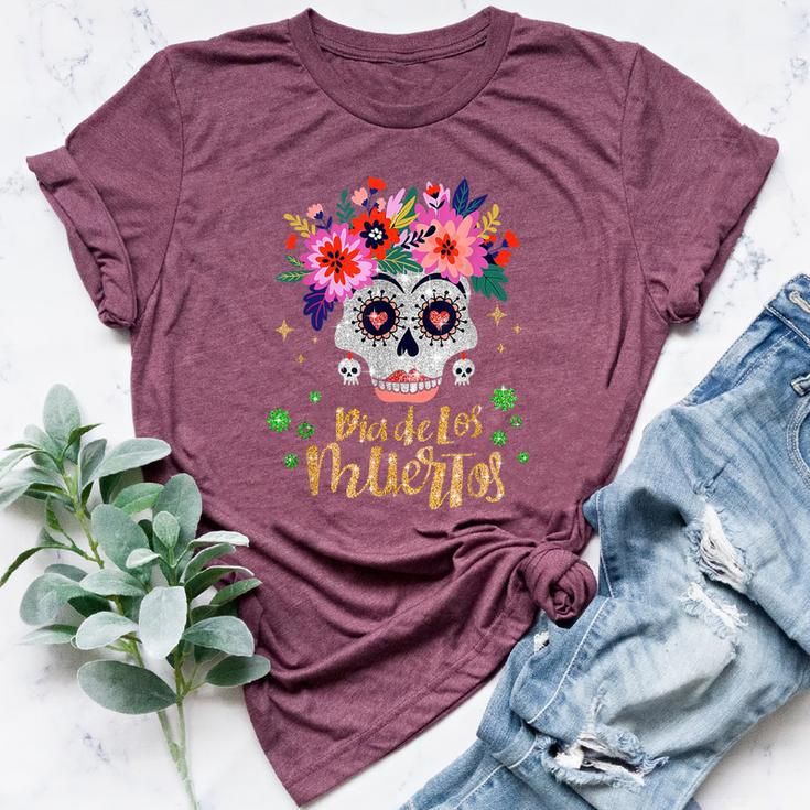 Sugar Skull Day Of The Dead Dia De Los Muertos Women Bella Canvas T-shirt