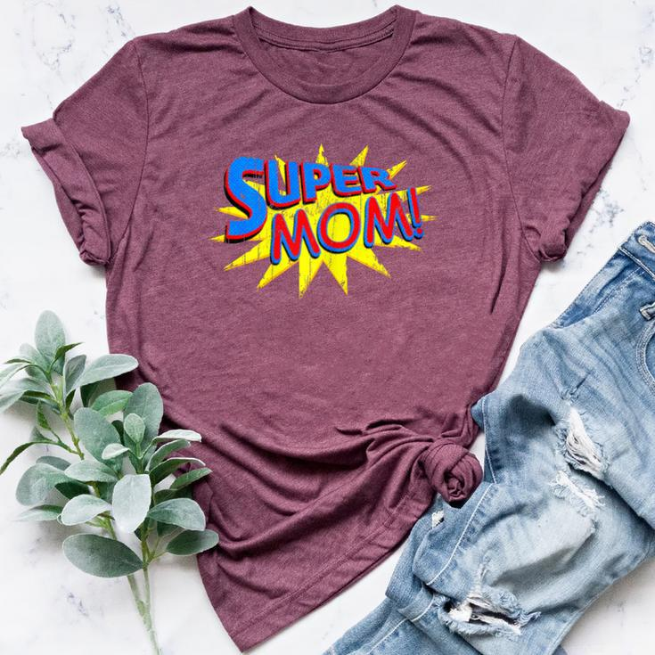 Super Mom Distressed Comic Mother Wife Bella Canvas T-shirt