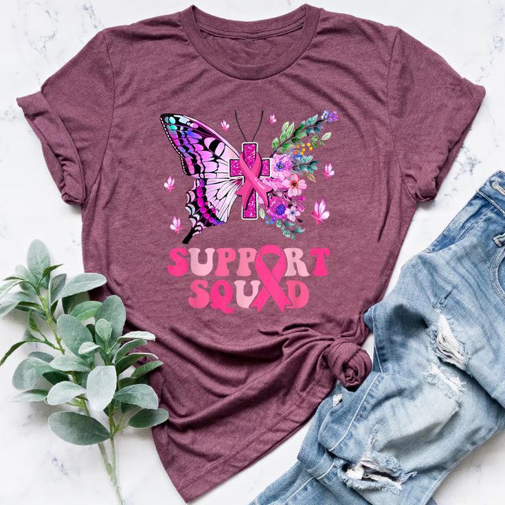 Support Squad Pink Ribbon Butterfly Breast Cancer Awareness Bella Canvas T-shirt