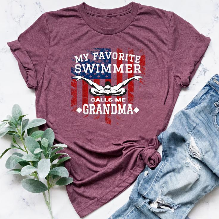 Swim Grandma Us American Flag Swimming Bella Canvas T-shirt