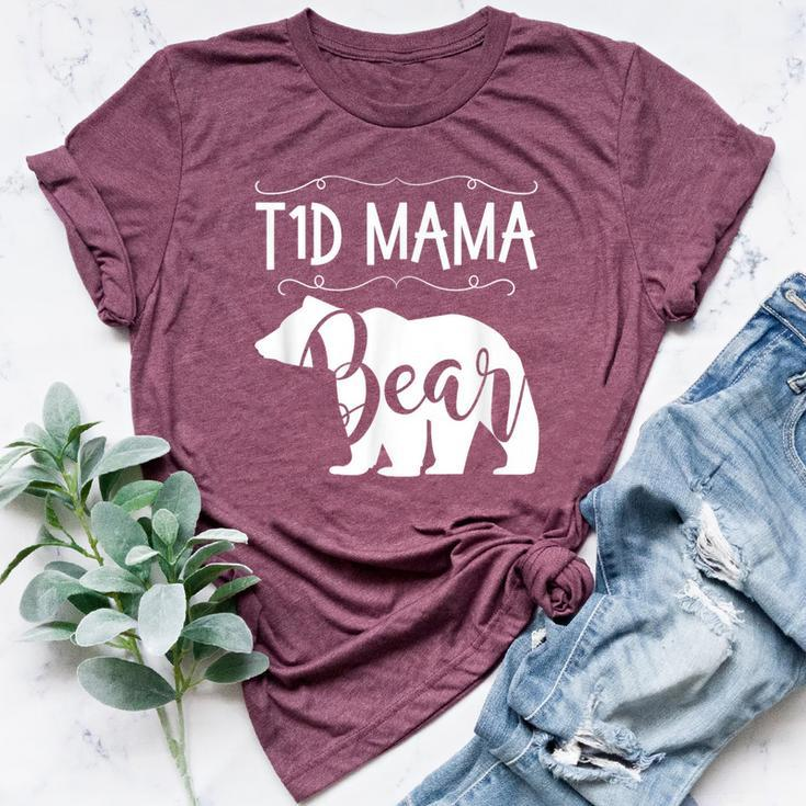 T1d Mama Bear Type1 Diabetes T1Mom Awareness Bella Canvas T-shirt
