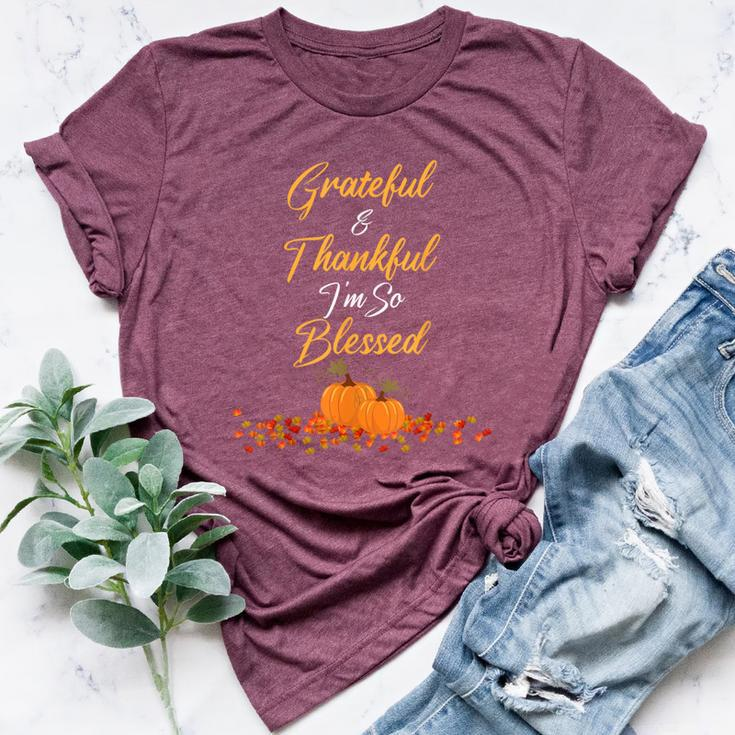 Thanksgiving Grateful Thankful Blessed Teacher Mom Bella Canvas T-shirt