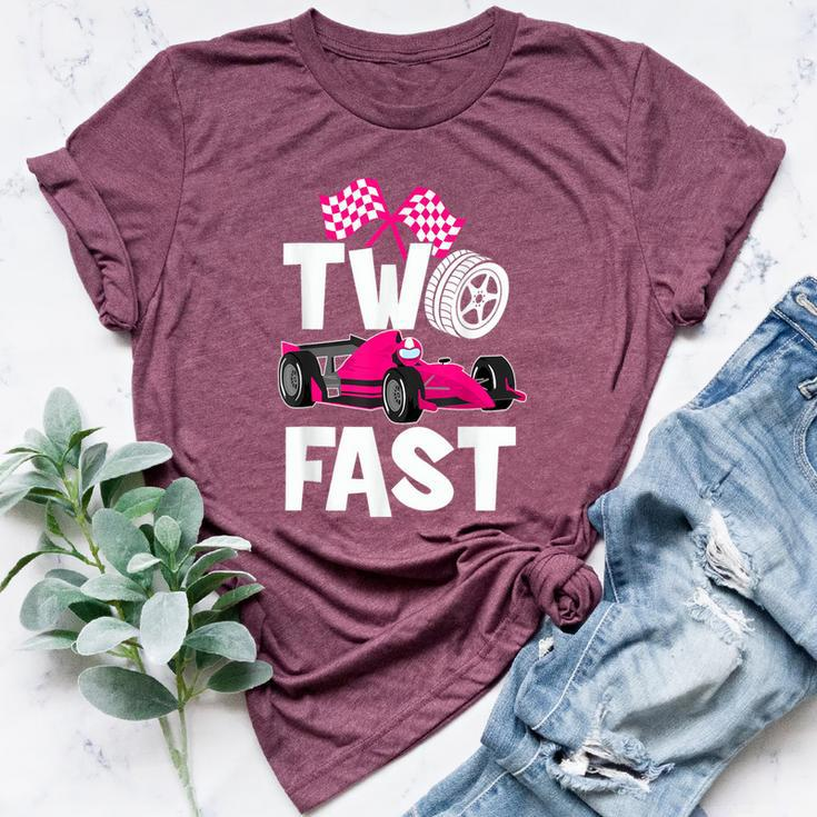 Two Fast Vintage Car Birthday Theme 2Nd Birthday Outfit Girl Bella Canvas T-shirt