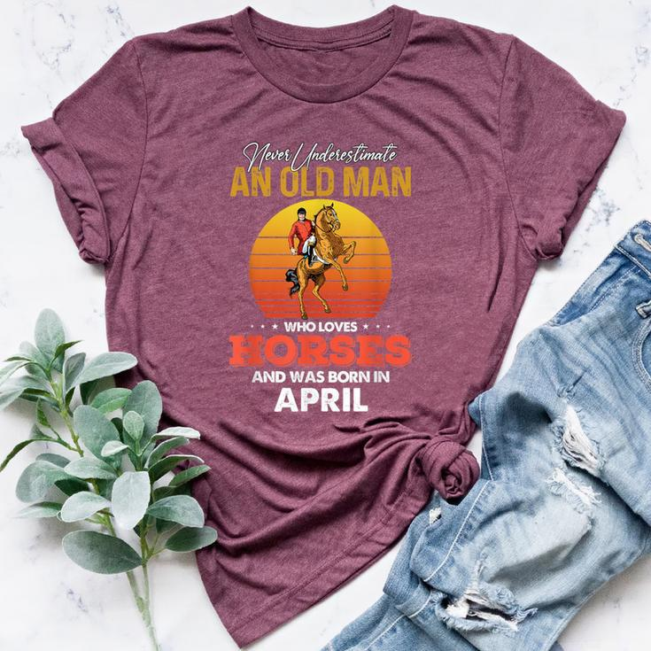 Never Underestimate A April Old Man Who Loves Horses Png Bella Canvas T-shirt