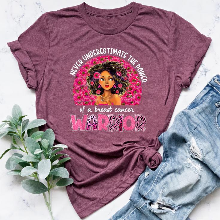 Never Underestimate A Breast Cancer Warrior Black Pink Bella Canvas T-shirt