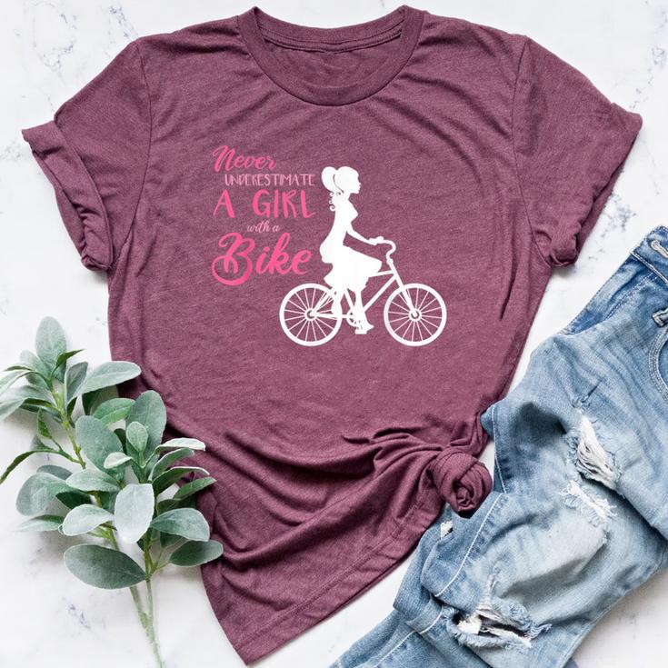 Never Underestimate A Girl With A Bike Girl Bella Canvas T-shirt