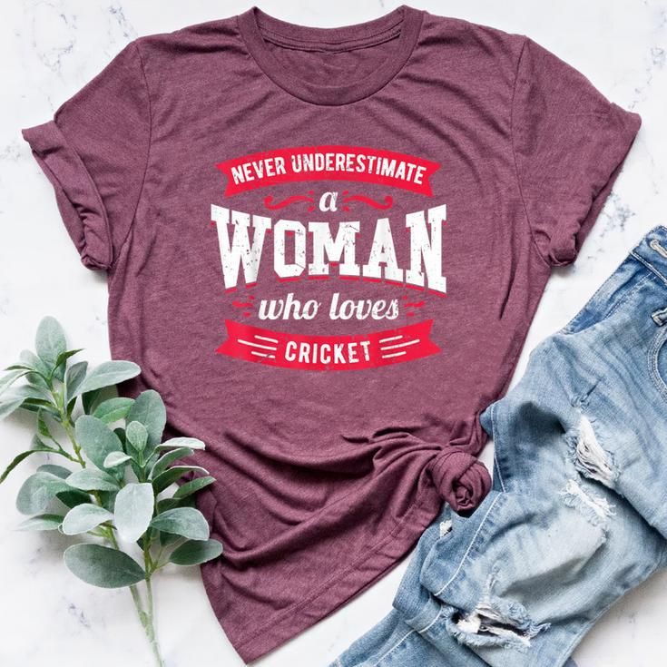 Never Underestimate A Woman Who Loves Cricket Bella Canvas T-shirt