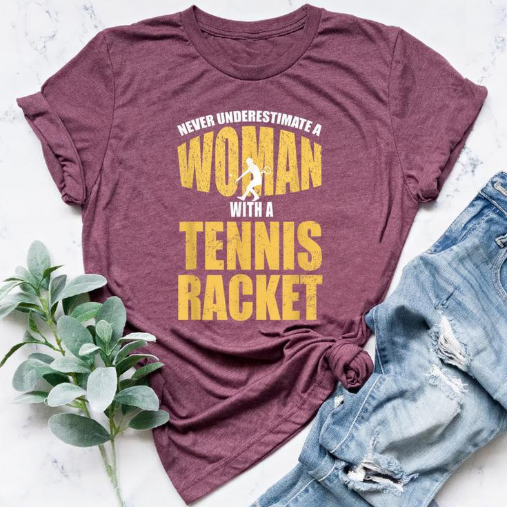Never Underestimate A Woman With A Tennis Racket Bella Canvas T-shirt