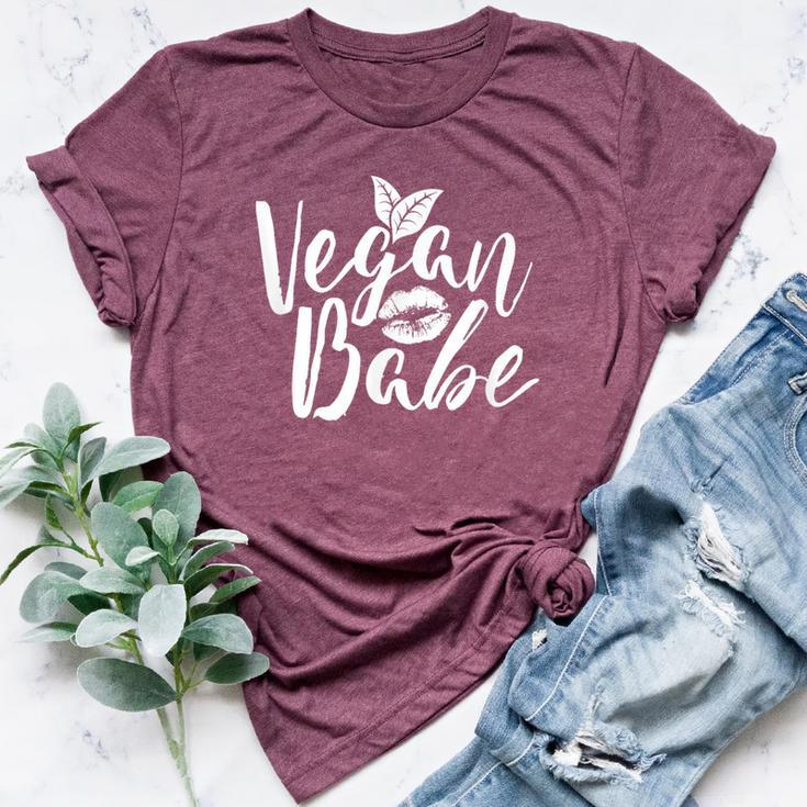 Vegan Babe For Mom Girl Vegetarian Animal Lover Bella Canvas T-shirt