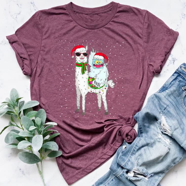 Yeti To Party Santa Hat Llama Christmas Pajama Xmas Bella Canvas T-shirt