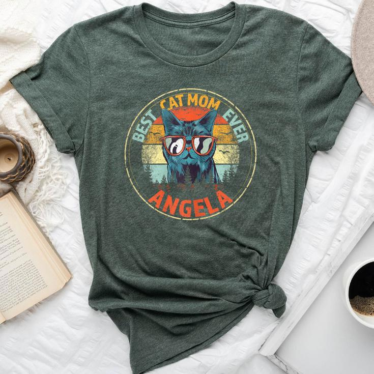 Angela Best Cat Mom Ever Custom Personalized Name Bella Canvas T-shirt