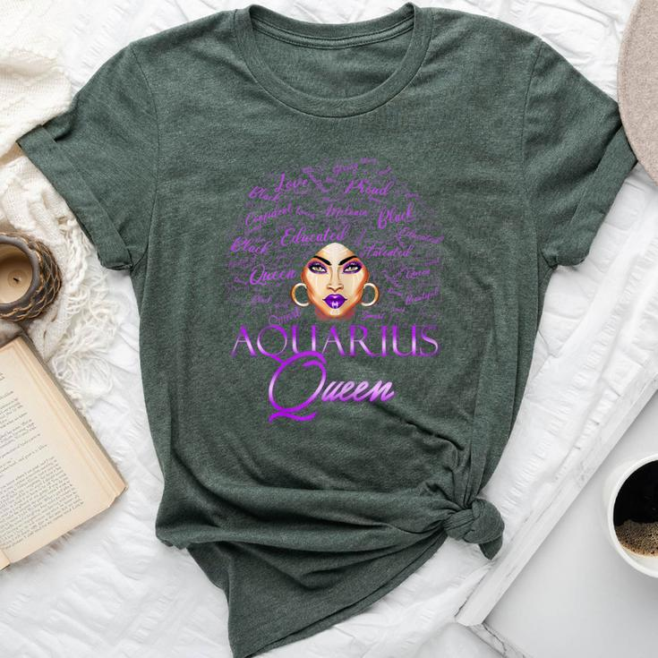 Aquarius Girl Purple Afro Queen Black Zodiac Birthday Bella Canvas T-shirt