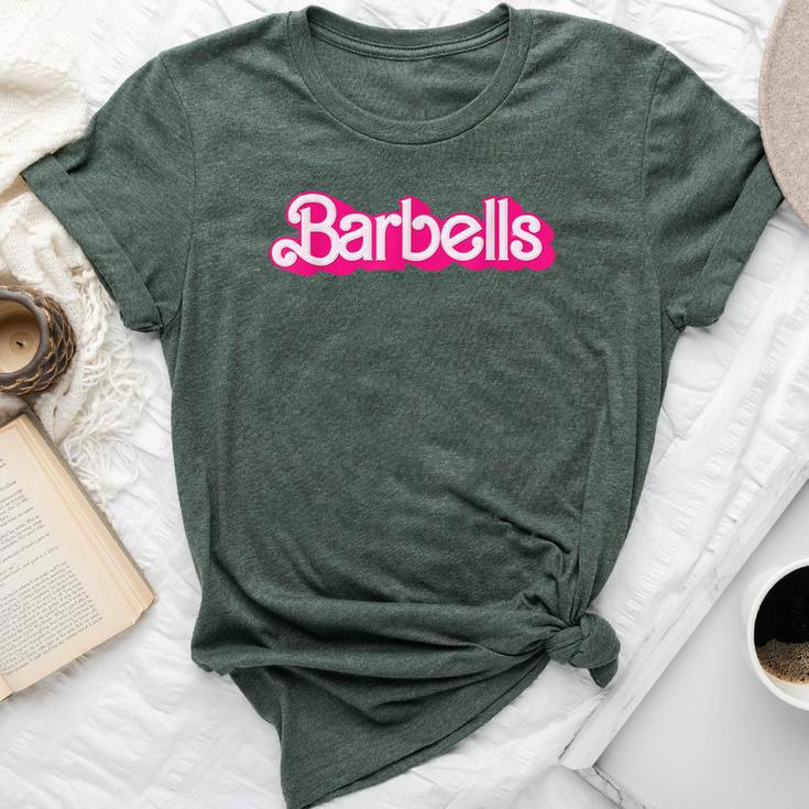 Barbells Pink Retro Gym Workout Classic Girl Gear Bella Canvas T-shirt