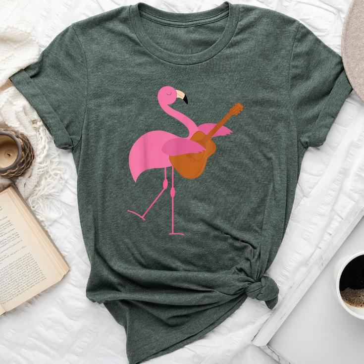 Beautiful Flamingo Playing Guitar Musician Bella Canvas T-shirt
