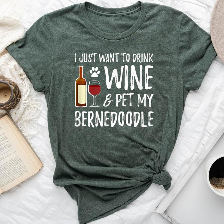 Bernedoodle Dog Lover Wine Dog Mom Bella Canvas T-shirt