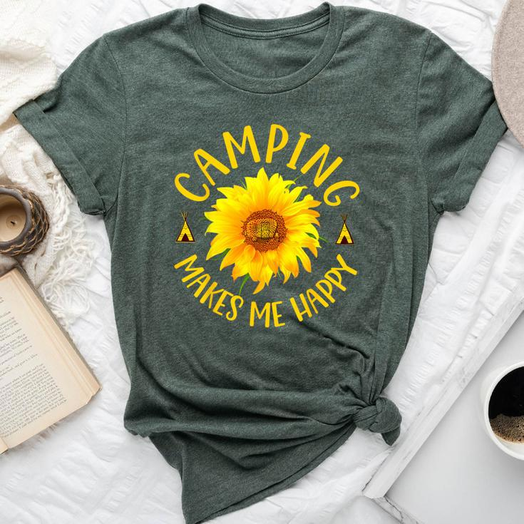 Camping Makes Me Happy Sunflower Camping Bella Canvas T-shirt