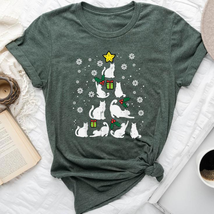 Cats Christmas Tree Cute Cat Lover Xmas Winter Girls Bella Canvas T-shirt