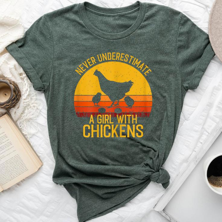 Chicken Never Underestimate A Girl With Chickens Bella Canvas T-shirt
