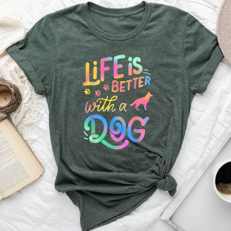 Corman Shepherd Life Is Better With My Dog Mom Dad Bella Canvas T-shirt