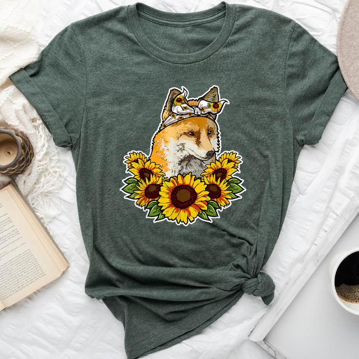 Cute Love Fox Sunflower Decor Fox Bella Canvas T-shirt