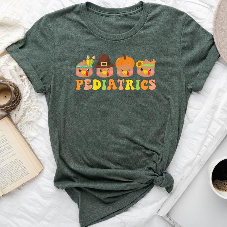 Cute Turkeys Pediatrics Pumpkin Thanksgiving Fall Peds Nurse Bella Canvas T-shirt
