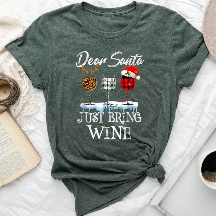 Dear Santa Just Bring Wine For Christmas Costume Glasses Bella Canvas T-shirt