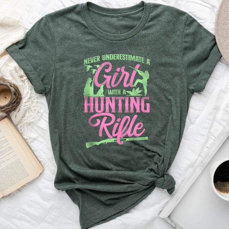 Duck Hunting Hunter Girl Female Vintage Never Underestimate Bella Canvas T-shirt