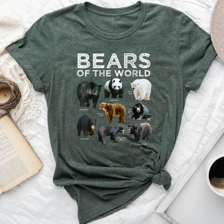 Eight 8 Bear Species Of The World Panda Polar Grizzly Black Bella Canvas T-shirt