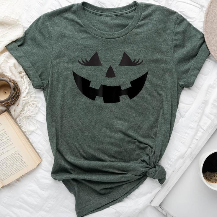 Eyelashes Pumpkin Face For Jack O Lantern Halloween Bella Canvas T-shirt