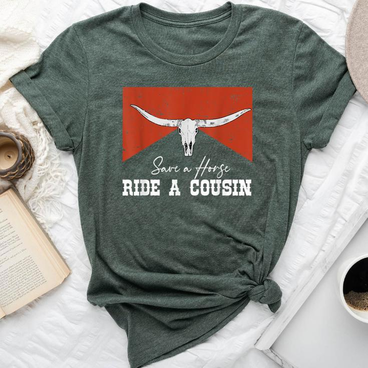 Bull Western Save A Horse Ride A Cousin Bella Canvas T-shirt