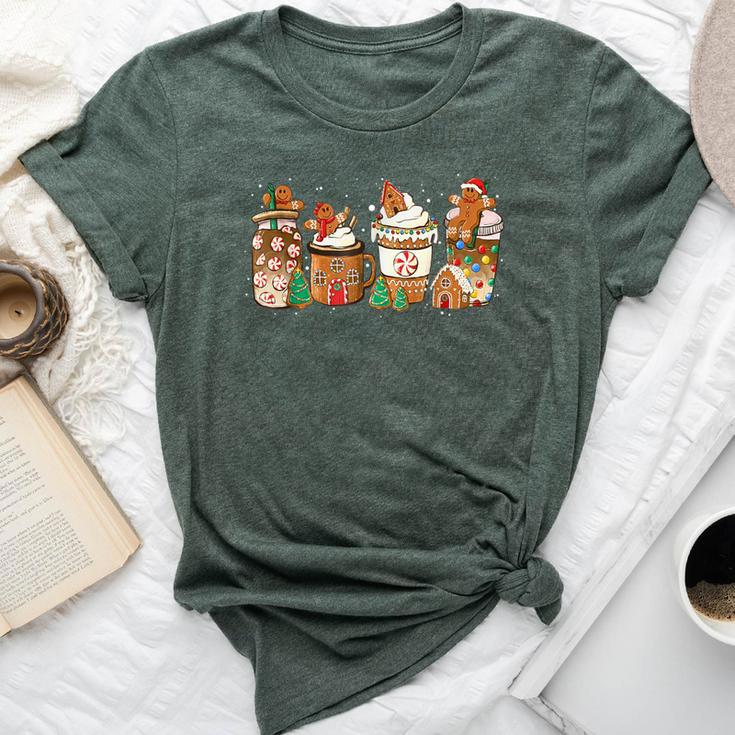 Gingerbread Cookie Christmas Coffee Cups Latte Drink Outfit Bella Canvas T-shirt