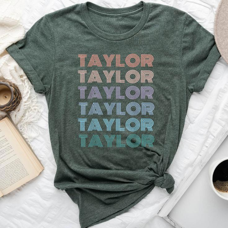 Girl Retro Groovy Taylor First Name Personalized Birthday Bella Canvas T-shirt