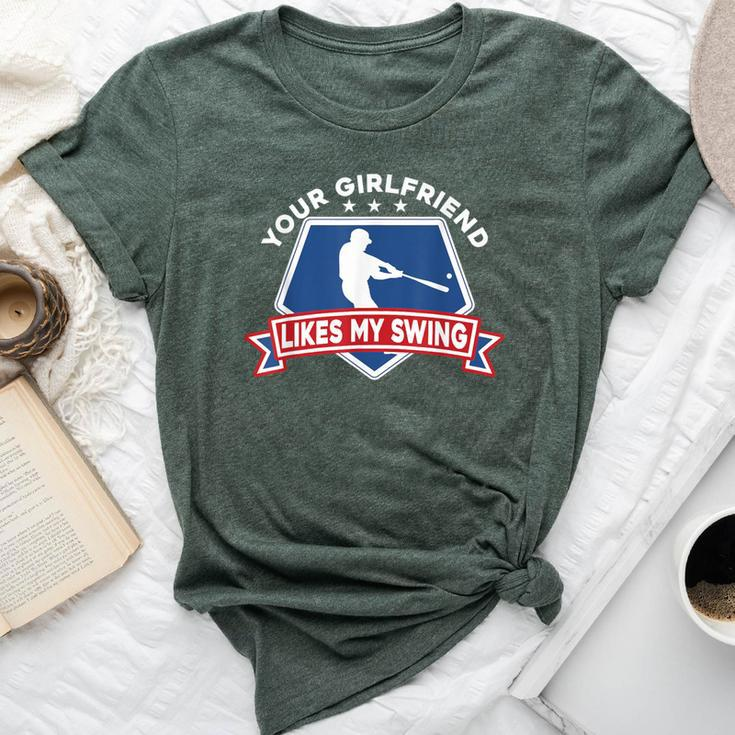 Girlfriend Likes My Swing Baseball Inappropriate Quote Bella Canvas T-shirt